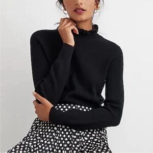 J. Crew Ruffle Neck Merino Wool Sweater Small